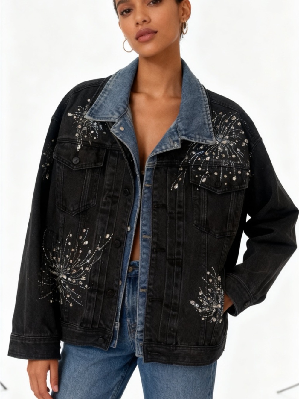Black Embellished Denim Jacket